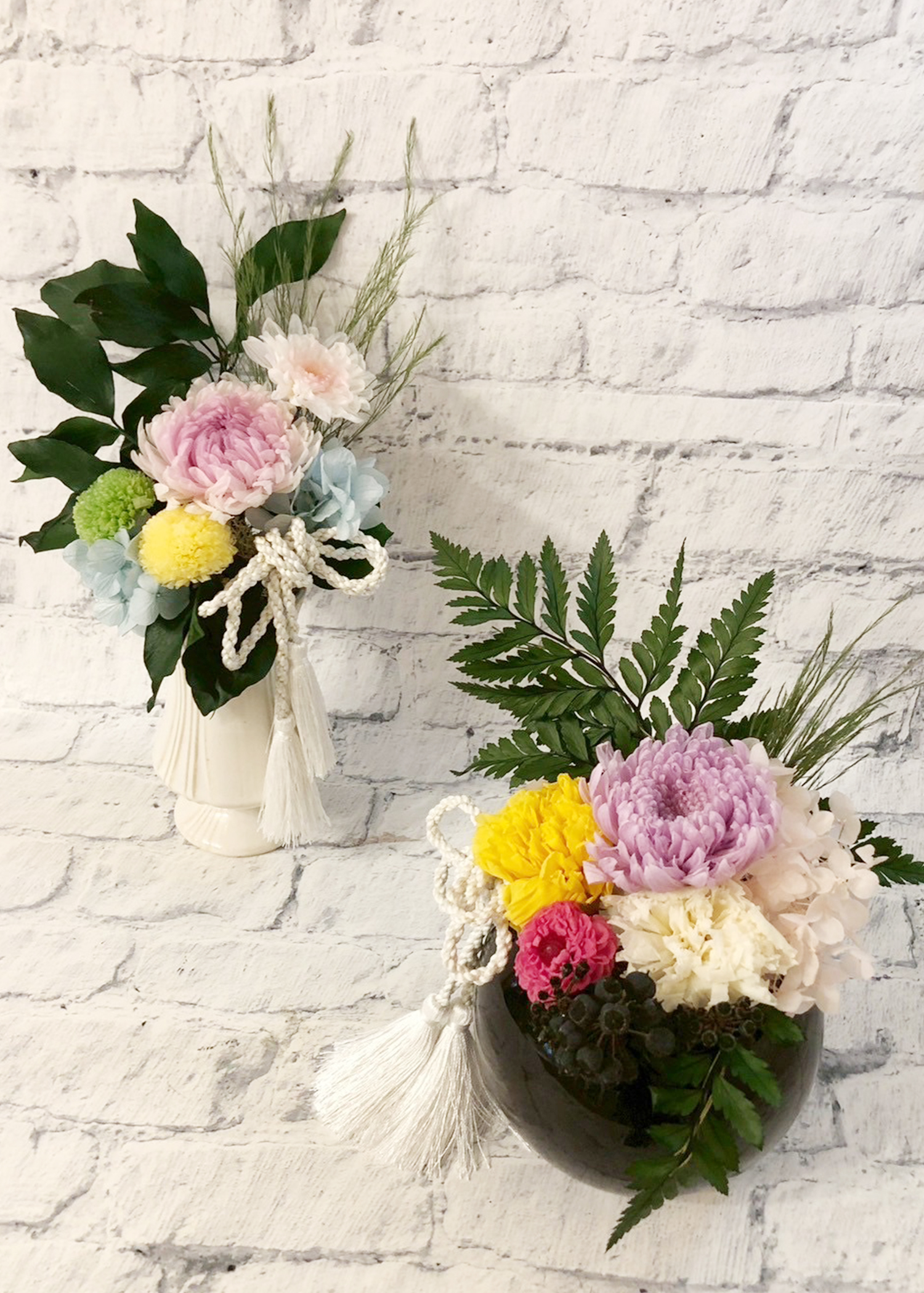 実際にお作りいただいたフューネラルフラワー（仏花）